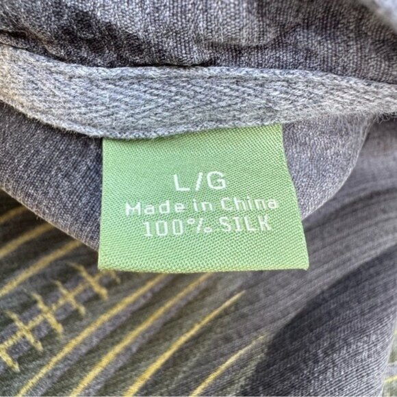 Tommy Bahama Vintage Silk Tropical Button-Up Shirt Leaf Print Chest Pocket L - Picture 12 of 13